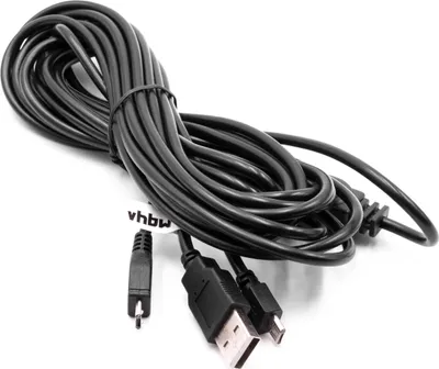 A black USB charging cable coiled on a white background.