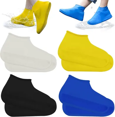 Produktbild von Schuhüberzüge Wasserdicht, Gummi Überschuhe, 4 Paar, Silikon, Anti-Rutsch für Außenschuhe
