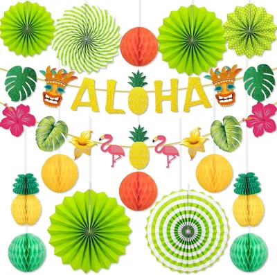 Produktbild von Hawaiianische Wabendeko Hawai-Party Dekoration Sommer Strand Aloha
