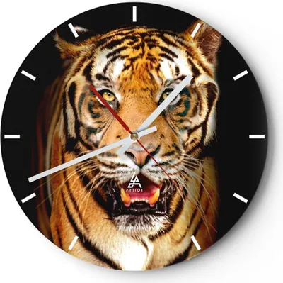Produktbild von Wanduhr - Rund - Glasuhr - tiger tier - 30x30cm - Schleichendes Uhrwerk - Lautlos - zum Aufhängen bereit - Dekoration Modern - Wanddekoration aus Glas - C3AR30x30-4103