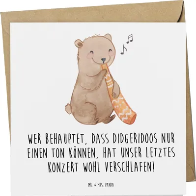 Produktbild von Mr. & Mrs. Panda Glückwunschkarte Didgeridoo Konzert - Weiß - Geschenk, doppelkarte, spirituell, Australien, Grußkarte, traditionell, Kultur, Musik, faltkarte, Lernen