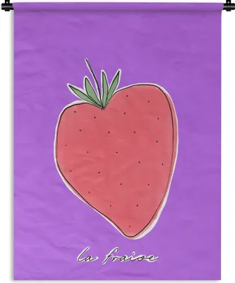 Produktbild von MuchoWow® Wandteppich Wandbehang Erdbeere - Obst - Zitate 150x200 cm Tapisserie Dekoration Wandtuch - Wandaufhängung - Moderner