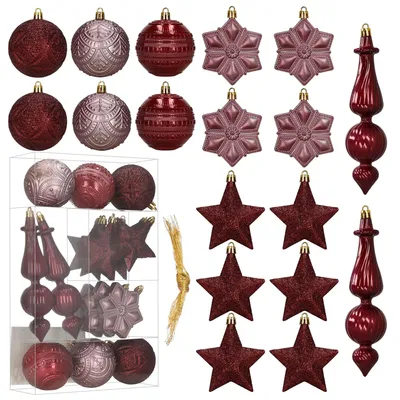 Produktbild von Springos® Weihnachtsbaumkugeln 18 Stück 7/9 cm bruchsicher lila rosa Muster Dekoration