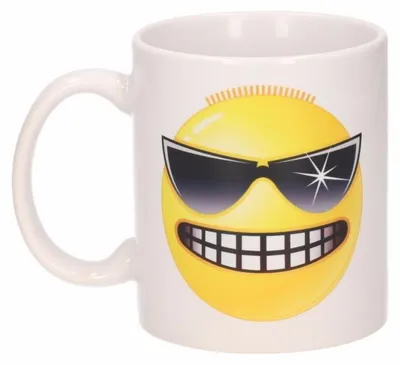 Produktbild von Kaffeebecher - Lacheln Emoticon Sonnenbrille - 300 ml - Keramik - Becher