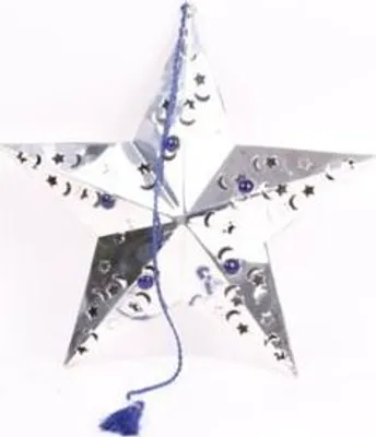 Produktbild von Hänger Deko Sterne 2er Set in Silber/Blau Weihnachten Weihnachtsstern Deko