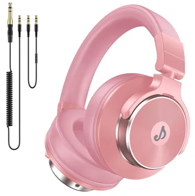 Produktbild von Over Ear Kopfhörer mit Kabel 50mm Treiber DJ Kopfhörer Professionell Studio Kopfhörer Klinke Share-Port DJ Headphones für Studio Podcast Monitoring PC Rosa