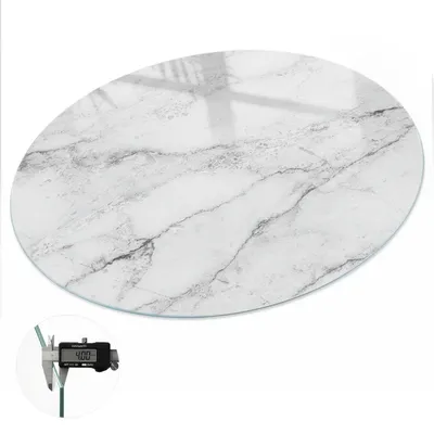 Produktbild von Glas Tischplatte fi100 cm – Tischauflage aus gehärtetem Glas – Glasplatte für Esstisch – Küchentischplatte aus Glas – Tischschutz Glas modern – Dekorative Glasplatte – Pflegeleichte Glastischplatte – Sicherheitsglas Tischplatte – Marmorstruktur, KI-generiertes Bild