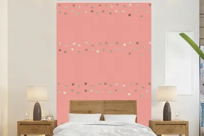 Produktbild von MuchoWow® Fototapete für Wohnzimmer oder Schlafzimmer Wandtapete Vinyl Motivtapete Muster - Rosa - Silber - 170x260 cm - Wohnzimmertapete