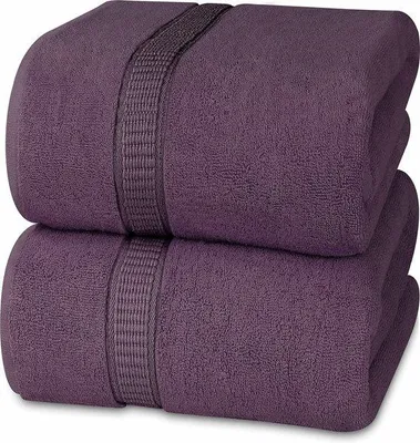 Productafbeelding van Famanu badhanddoeken, extra groot - 2 stuks, katoen, met ophangoog, kleur: pruim