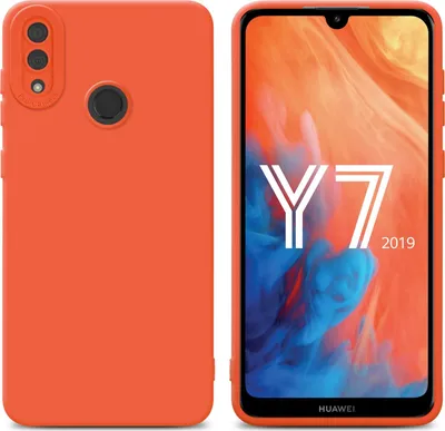 Produktbild von Cadorabo Hülle für Huawei Y7 2019 / Y7 PRIME 2019 Schutz Hülle in Orange TPU Silikon Etui Case Handyhülle
