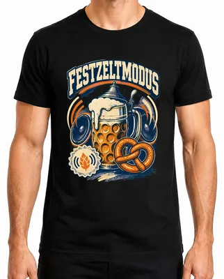 Productafbeelding van Oktoberfest-tentmodus, bierkruik, traditionele kleding, heren T-shirt, zwart, maat M
