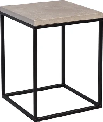 Produktbild von Beistelltisch Olaf in Metall Schwarz Matt Betonoptik - Holzdekor, 40 x 40 x 52 cm