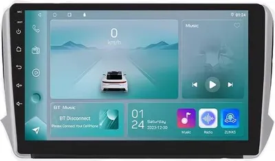Zdjęcie produktu dla Radio samochodowe z Bluetooth i CarPlay do Peugeot 2008 i 208 (2014–2018) – kompatybilne z Apple i Android – system stereo z nawigacją – 1 GB pamięci RAM, 32 GB pamięci