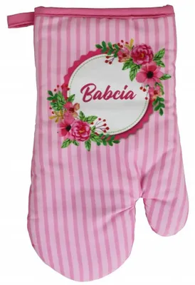Produktbild von DOMAREX Küchenhandschuh mit Babcia-Motiv 17x28 cm Rosa