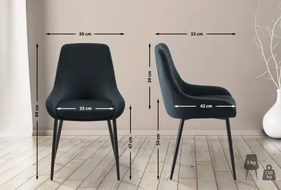 Produktbild von Esszimmerstuhl HLO-CP116 Samt schwarz  schwarz