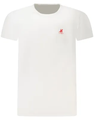 Produktbild von Weißes Herren T-Shirt mit rotem Print und Logo - Kurzarm & Rundhals