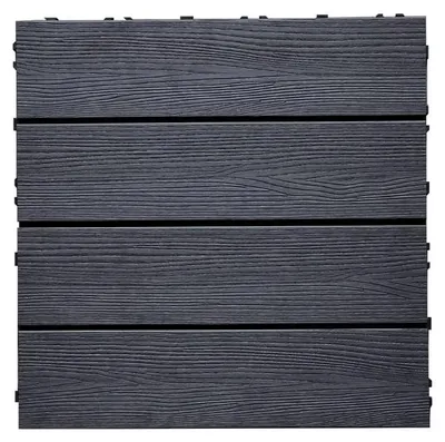 Produktbild von Outgarden WPC-Fliese Holzoptik Anthrazit Oberfläche in Holzmaserung, pflegeleicht, 40 x 40 cm