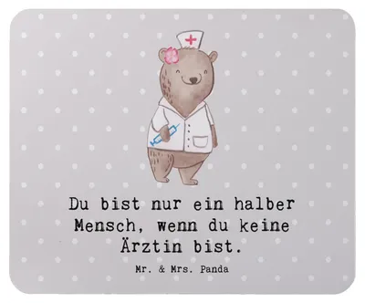 Produktbild von Mr. & Mrs. Panda Mousepad Ärztin Herz - Grau Pastell - Geschenk, pc mausunterlage, Arztpraxis, Lustig, Mouse Pad, Beruf, Mauspad, Krankenhaus, Spruch, laptop, mousematte