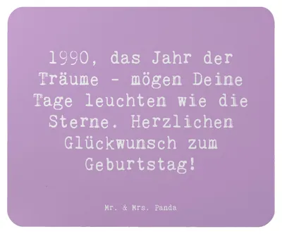 Produktbild von Mr. & Mrs. Panda Mouse Pad Spruch 1990 Geburtstag Träume - Lavendeltraum - Geschenk, Mousepad, mauspad laptop, unvergessliche Momente, Alter, Geburtstagsfeier, mousematte