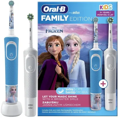 Zdjęcie produktu dla Zestaw Rodzinny Szczoteczka Oral-B Kids Frozen + Oral-B Vitality Biała