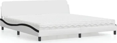 Imagen del producto de vidaXL Cama con colchón "Dover", blanco y , 200x200 cm, tapizada en cuero sintético