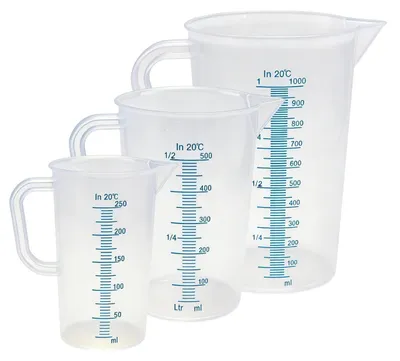 Obrázok produktu pre Sada odmerných pohárov, 3 kusy, plastové, 250 ml, 500 ml, 1000 ml, bez BPA, s odmerkou a výlevkou