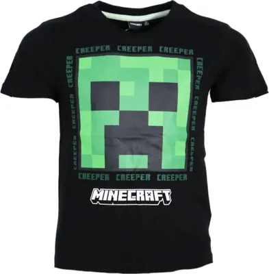 Produktbild von Minecraft Gamer Creeper Kinder kurzarm T-Shirt – Schwarz / 116
