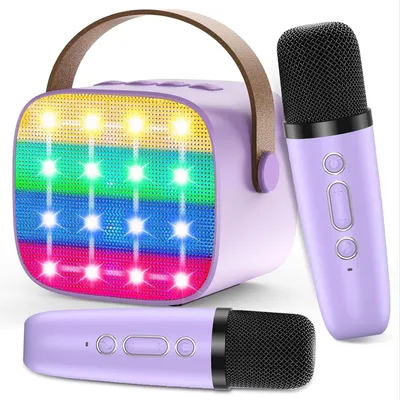 Imagen del producto de Máquina de karaoke para niños - Mini altavoz Bluetooth - Para cantar y celebrar - Con efectos de voz - Hasta 8-10 horas de reproducción - Color negro