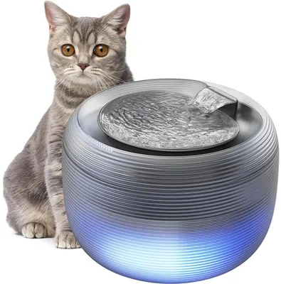 Produktbild von Automatischer Katzenbrunnen 2,5L, Ultraleise Haustierbrunnen für Katze und Hunde, Eingebautes LED Licht, BPA-frei, Anti-Trockenbrand-System
