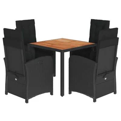 Produktbild von vidaXL 5-tlg. Garten-Essgruppe mit Kissen Schwarz Poly Rattan
