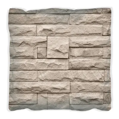 Produktbild von Wallario Premium Kissen, weiche Oberfläche, mit Motiv Steinwand grau-braun, Größe: 30 x 30 cm, mit weißer Rückseite