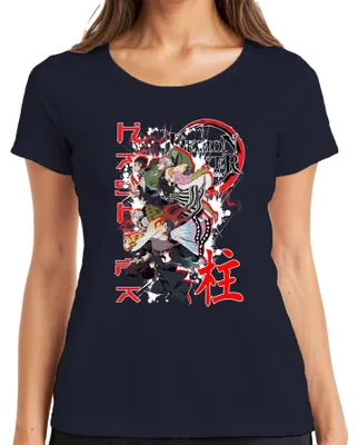 Immagine prodotto di Maglietta da donna Demon Slayer Kimetsu no Yaiba Anime Characters Gift Grunge, Navy, L