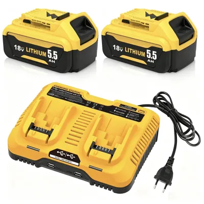 2er-Pack 5,5 Ah Ersatzakku 18 V Lithium-Ionen
