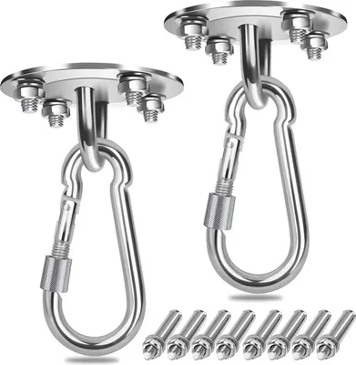 Immagine prodotto di Jopassy 2X gancio a soffitto per sedia appesa 450kg ganci in acciaio inox per impieghi gravosi Adatto come supporto a soffitto per asciugamano yoga e sacco da boxe tenda sedile oscillante