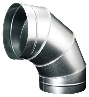 Produktbild von Lüftungsbogen 90° 250 mm aus verzinktem Stahl, Materialstärke 0,6-0,8 mm
