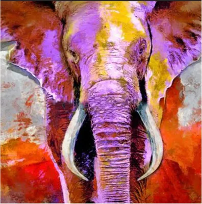 Produktbild von TPFLiving Kunstdruck LW-855 (OHNE RAHMEN) Poster - Leinwand - Wandbild - Hochauflösender Giclée-Druck, langlebig und hochwertig - Grafitti Art - Bunter Elefant - Größe: 90x90cm