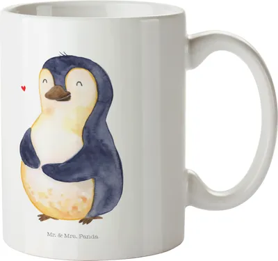 Produktbild von Mr. & Mrs. Panda Kindertasse Pinguin Diät - Weiß - Geschenk, Plastikbecher, Selbstliebe, Trinklernbecher, Pott, Haferl, Abnehmen, Bauch, Mehrwegbecher