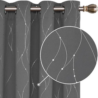 Image de Rideaux occultants Famanu avec œillets - Isolants thermique, gris clair, 140x138 cm, lot de 2