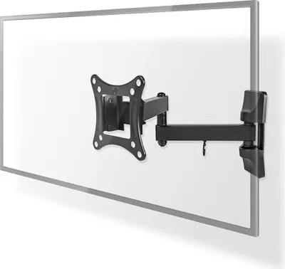 Productafbeelding van Wandbeugel voor televisie | 13-27 inch | Maximale ondersteunde schermgewicht: 15 kg | Kantelbaar | Draaibaar | Minimale afstand tot de muur: 60 mm | Maximale afstand tot de muur: 350 mm | 3 draaipunten | ABS / staal | Zwart