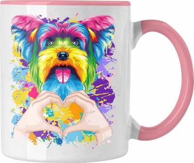 Produktbild von Trendation - Yorkie Besitzer Farbe Love Tasse Geschenk Lustiger Spruch Geschenkidee Yorkie Besitzerin (Rosa)