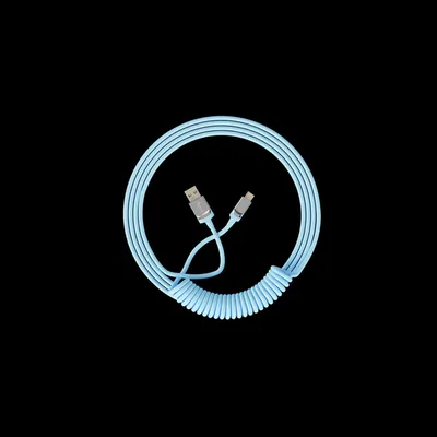 Produktbild von Akko Custom Spiralkabel, einziehbares USB-Typ-C-Verlängerungskabel, Spiralfeder-Spiralkabel für mechanische Tastaturen, Blau