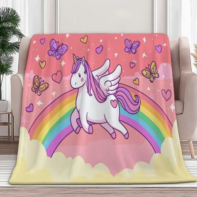 Obrázok produktu pre Flanelová prikrývka, motív dúhový jednorožec, 220x240 cm
