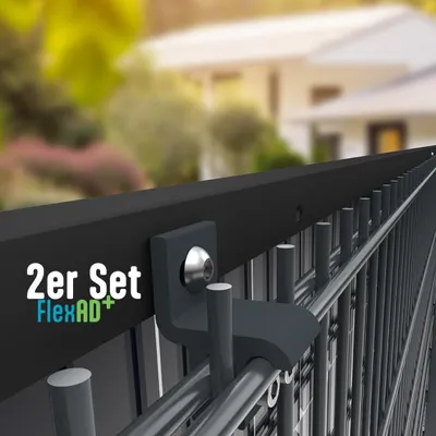 Produktbild von Solar Halterung (2er Set) für Doppelstabmatten 6/5/6 & 8/6/8 | RAL 7016 – V2A PV Befestigung | FlexAD