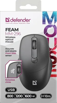 Zdjęcie produktu dla Mysz Defender Feam Mm-296 Rf Cichy Czarny