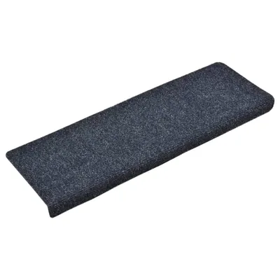 Image de Tapis d'escalier autocollants 15 pièces 65 x 21 x 4 cm Bleu Bord rectangulaire