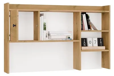 Produktbild von raumhirsch Moderner Schreibtischaufsatz 120 cm mit Regalfächern und Tür Stauraum