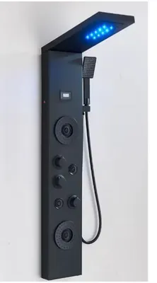 Immagine prodotto di Pannello doccia, getto a pioggia, illuminazione a LED, nero 8049