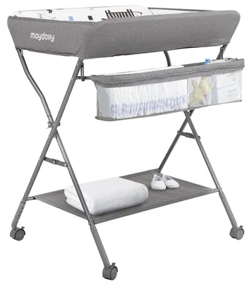 Obrázek produktu pro Přebalovací pult - Skládací - S kolečky - Světle šedý - 88 až 94 cm