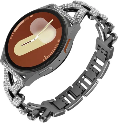 Produktbild von Stravo 20 mm Luxus-Damenarmband mit Strass – Edelstahl, kompatibel Galaxy Watch 7/6/5/4, Garmin, Huawei Watch (20 mm), Schwarz