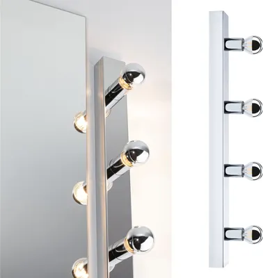 Produktbild von Set Spiegelleuchte Regula II inkl. Leuchtmittel 4-flammig IP44 E14 2700K 4x440lm 230V 4x4,8W dimmbar Chrom, Kopfspiegel Silber